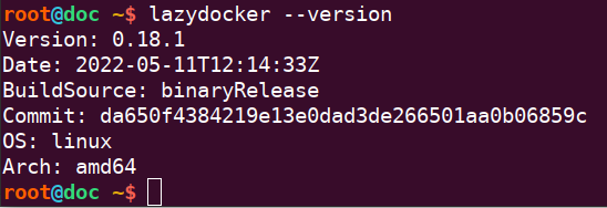 lazydocker --version
