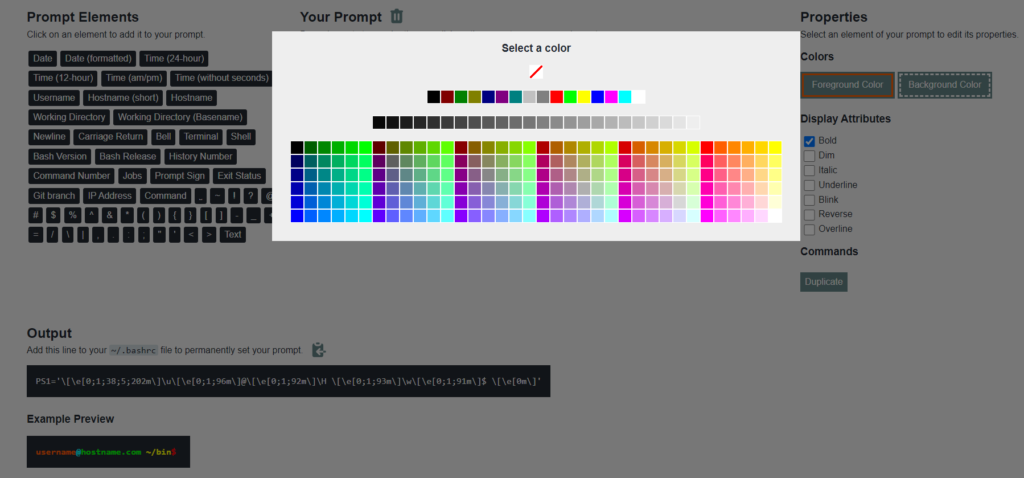 $ _ Bash Prompt Generator