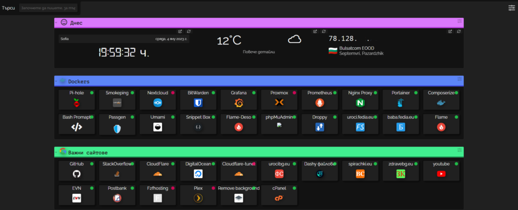 dashy dashboard
