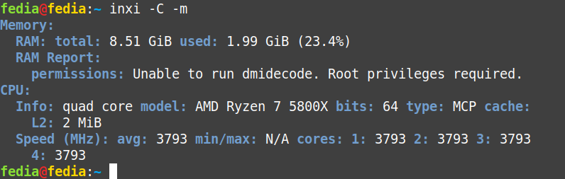 inxi -C -m