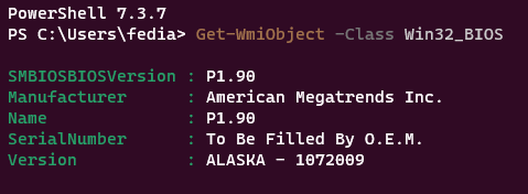 Get-WmiObject -Class Win32_BIOS