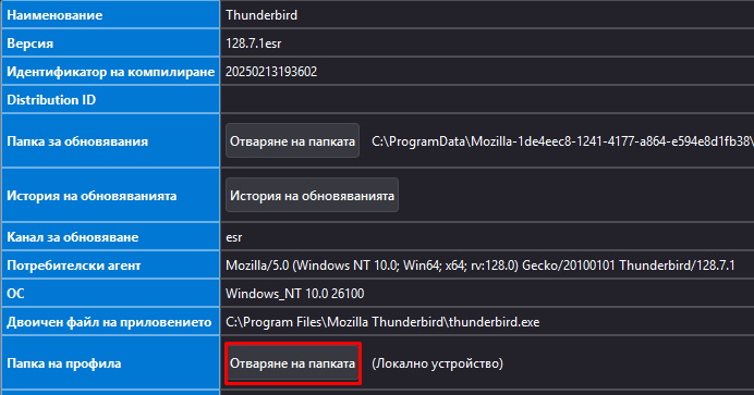 Thunderbird: бекъп на настройки и имейли