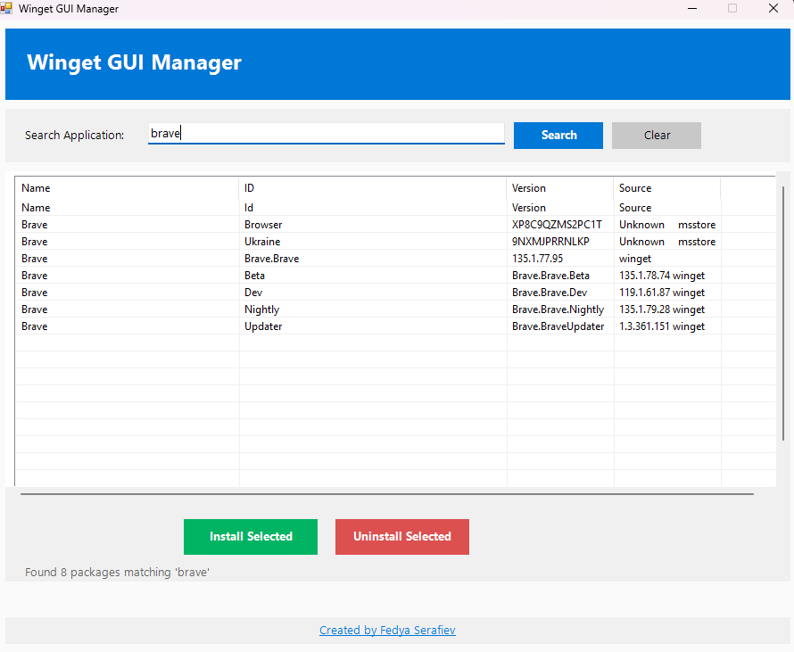 Winget GUI Manager