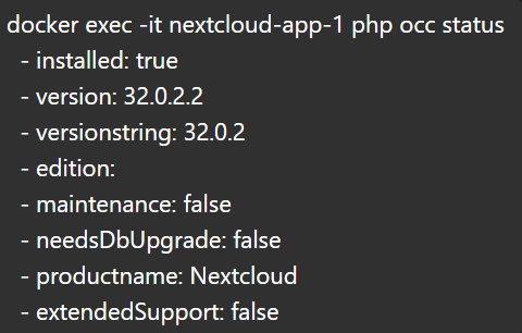 статуса на Nextcloud