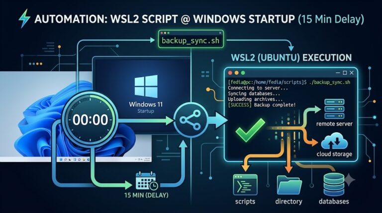 Как да автоматизираме WSL2 скрипт при стартиране на Windows (с изчакване)